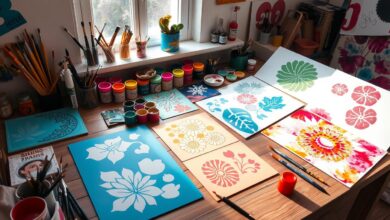 Creative painting with stencils for seniors