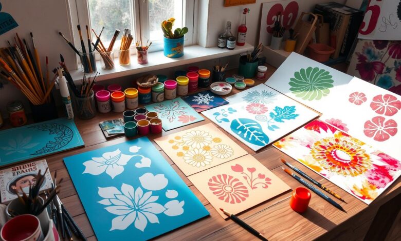 Creative painting with stencils for seniors